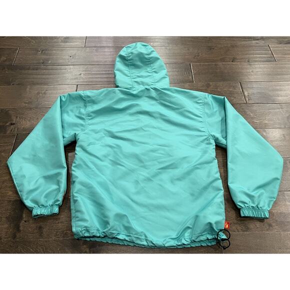 Dutch Bros Unisex Turquoise 1/2 Zip Windbreaker Hooded Pullover Jacket Size S - Picture 3 of 9